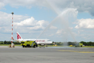 Let QR291 Qatar Airways Doha - Praha poprvé přistál v Praze, foto: Zdopravy.cz/Josef Petrák