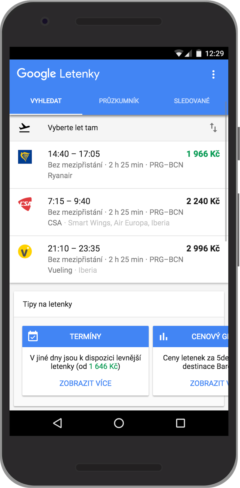 Google spustil v Česku vyhledávač letenek. Foto: Google