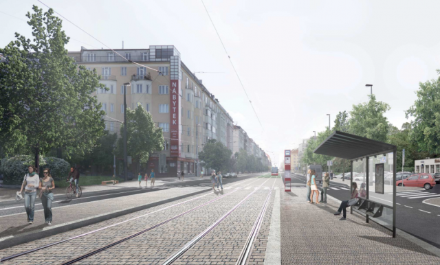 Vizualizace rekonstrukce tramvajové trati na Vinohradské ulici. Foto: DPP
