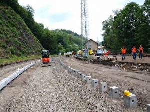 Stavební práce v Jindřichově na Moravě na trati 292. Foto: SŽDC