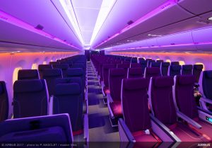 Ekonomická třída v A350-1000 Qatar Airways. Foto: Airbus