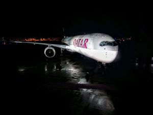 Galavečer a světelná show u příležitosti předání prvního A350-1000 pro Qatar Airways. Foto: Jan Sůra