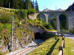 Trasování železnice na Albulabahn. Foto: Jan Sůra
