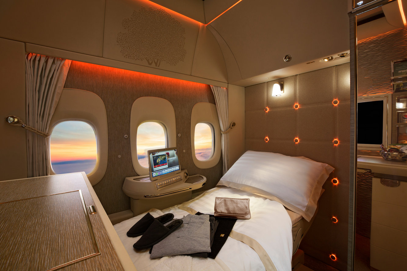 Emirates v první třídě lákají na privátní kabinky. Foto: Emirates