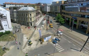 Oprava tramvajové trati v centru Liberce v roce 2017. Foto: Eurovia