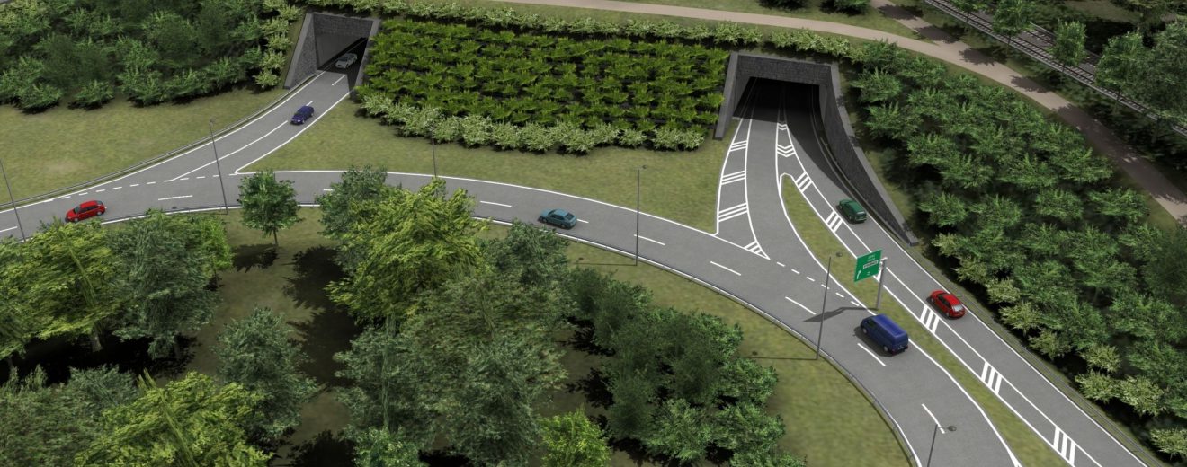 Vizualizace vyústění tunelu u křižovatky s Českobrodskou. Foto: http://mestskyokruh.info
