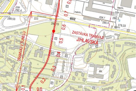 Trasa nové tramvajové trati do kampusu Bohunice. Foto: Brno