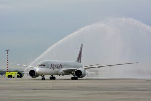 Boeing 787-8 Dreamliner společnosti Qatar Airways v Praze. Foto: Michael Holeček