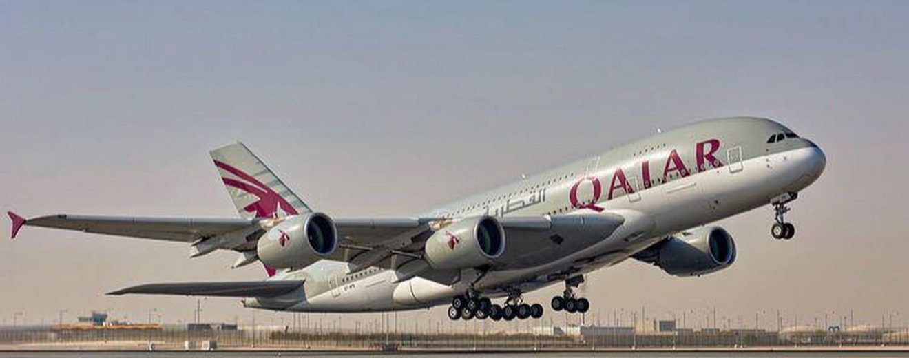 A380 společnosti Qatar Airways na vzletu z Dauhá. Foto: Qatar Airways