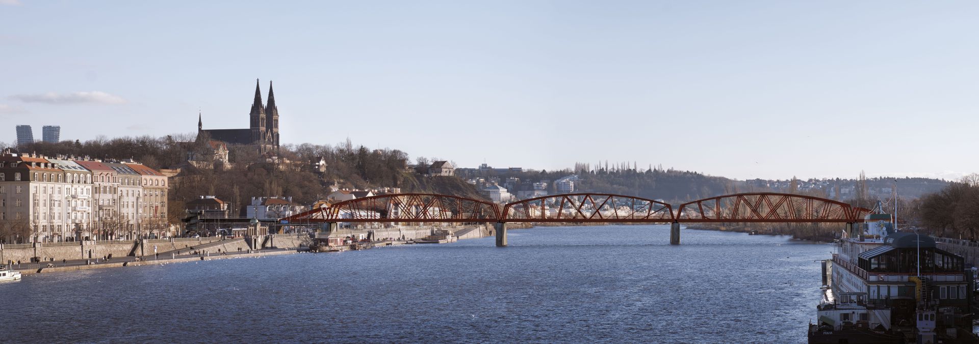 Vizualizace podoby nového železničního mostu přes Vltavu ve Výtoni