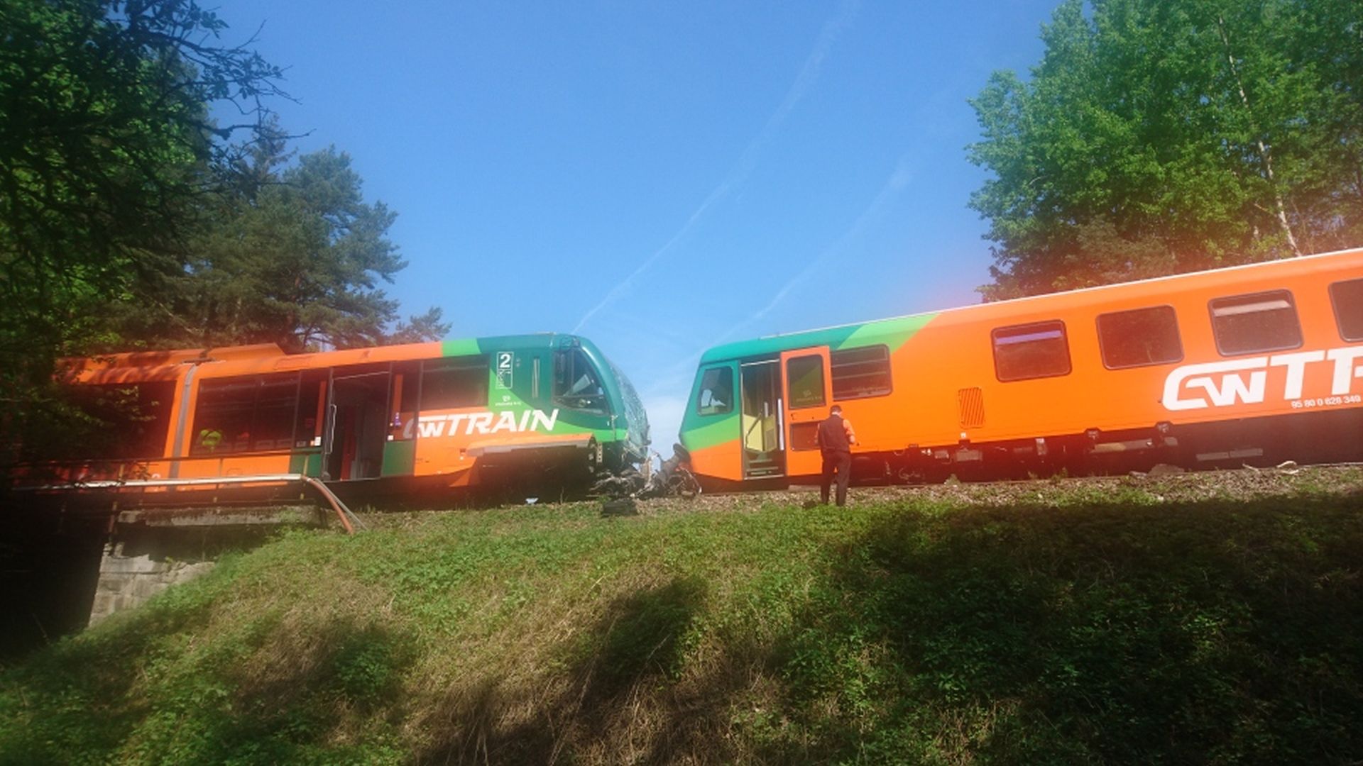 Srážka vlaků u Křemže. Foto: Drážní inspekce