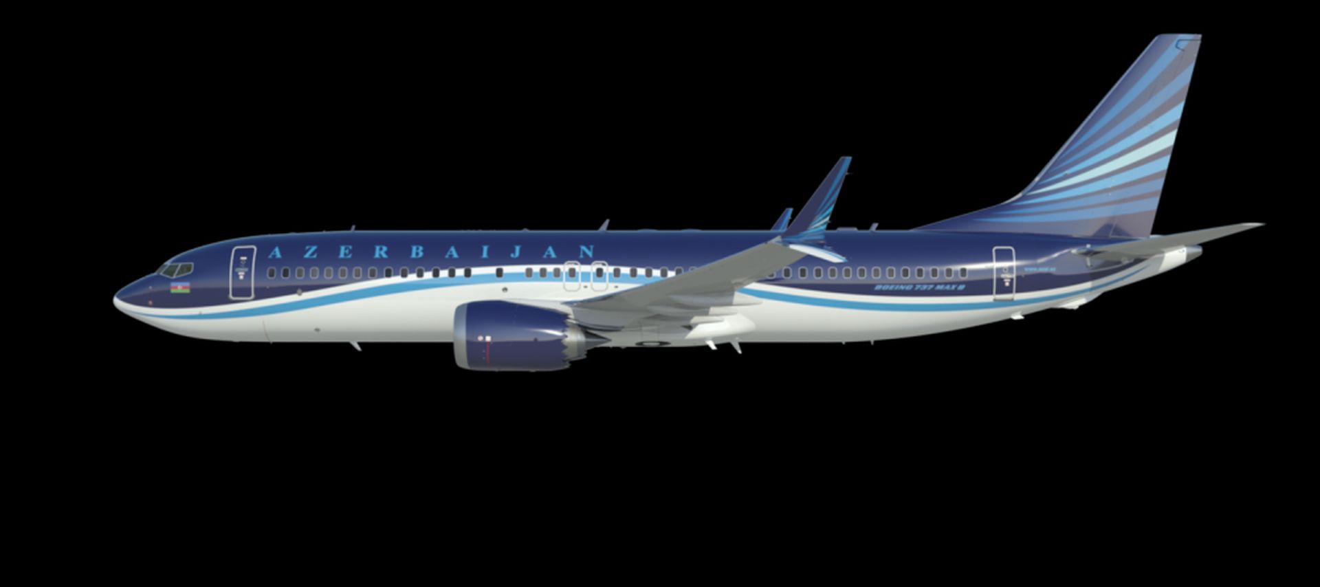 Vizualizace Boeingu 737 MAX 8 v barvách Azerbaijan Airlines. Foto: Boeing