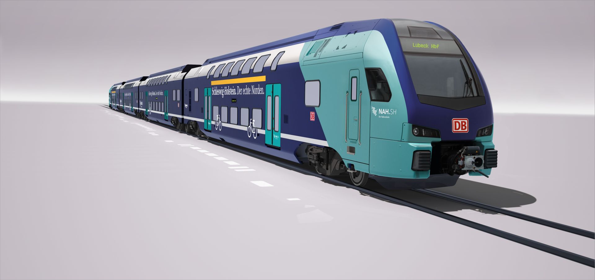 Stadler Kiss v barvách pro DB Regio pro provoz ve Šlesvicku - Holštýnsku. Foto: Stadler