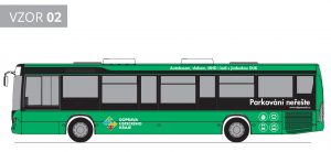Jedna z verzi polepu autobusů pro Dopravní společnost Ústeckého kraje