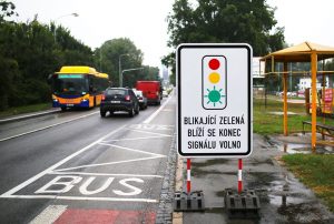 Břeclav, upozornění na blikající semafor. Pramen: FB - Město Břeclav.