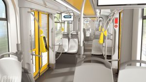Interiér tramvaje ForCity Smart pro Plzeň. Foto: Škoda Transportation