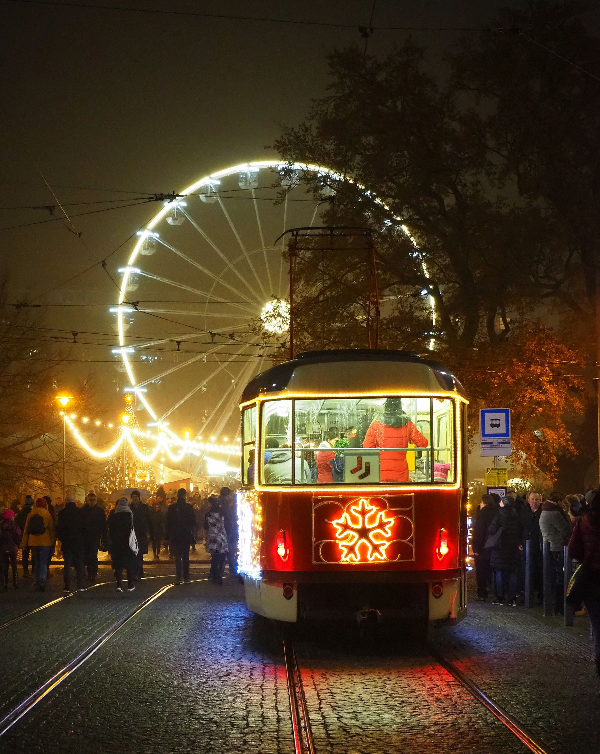 Vánoční tramvaj v Brně. Foto: Amálie Mrkosová