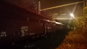 Vykolejení nákladního vlaku v Praze Malešicích. Foto: Drážní inspekce