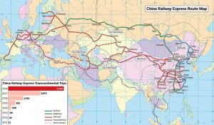 Trasy nákladních vlaků z Číny do Evropy. Foto: China daily