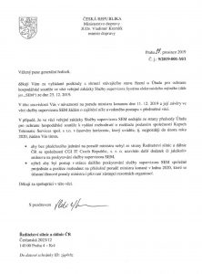 Dopis ministra dopravy nařizující ŘSD neuzavírat smlouvu s CGI bez jeho souhlasu