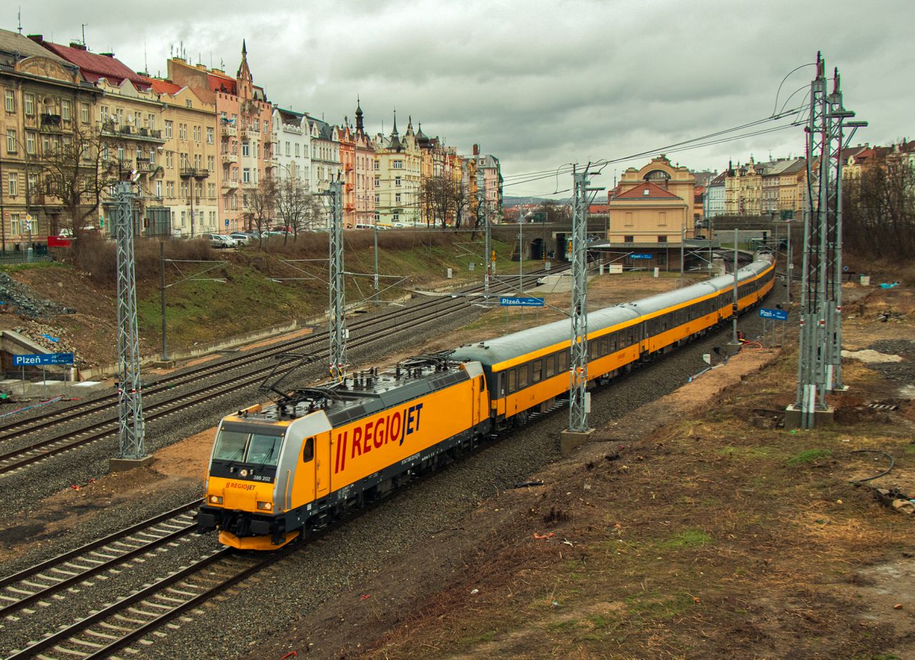 Vlak RegioJetu na výjimečné návštěvě v Plzni. Autor: Dalibor Palko