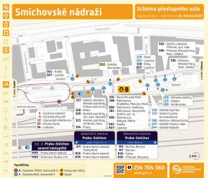 Schéma zastávek na Smíchovském nádraží během výluky. Foto: DPP