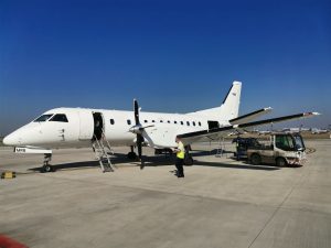 Letadlo Saab 340 odvezlo zaměstnance Metrostavu do Norska. Pramen: Metrostav a.s.