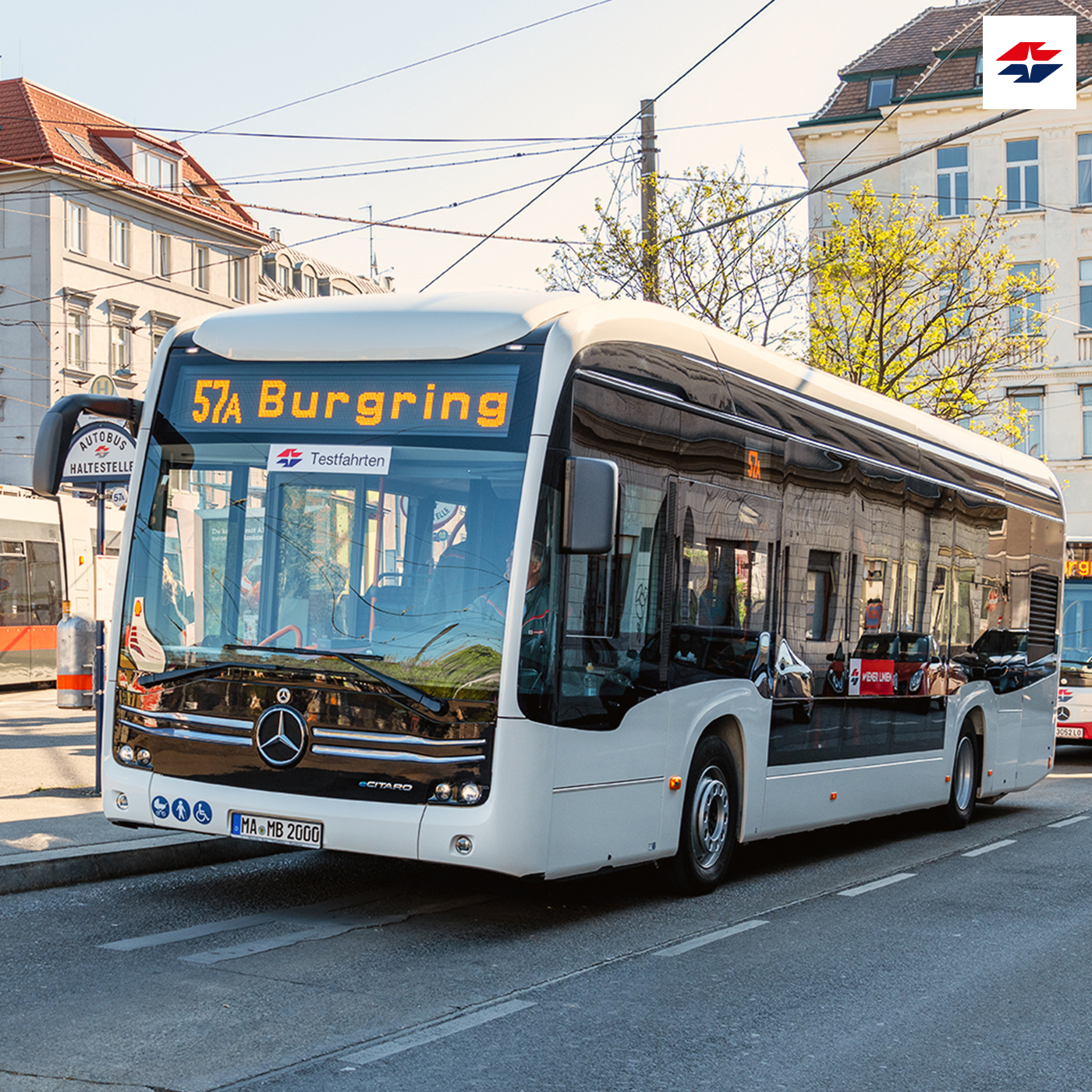 Dopravní podnik Wiener Linien začal s testy elektrobusu Mercedes eCitaro. Pramen: Wiener Linien