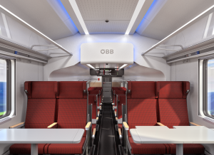 Interiér nových Railjetů pro ÖBB. Pramen: ÖBB/Siemens