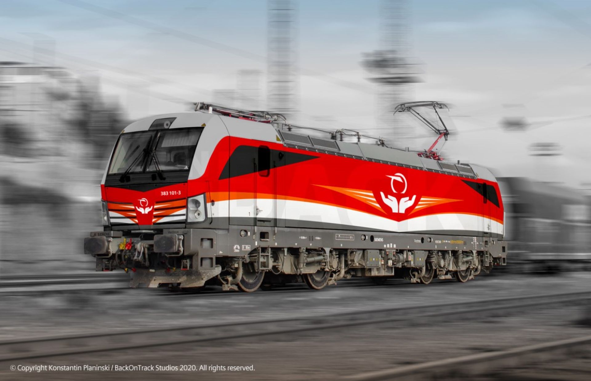 Vítězný návrh polepu lokomotivy Siemens Vectron. Foto: Konstantin Planinski