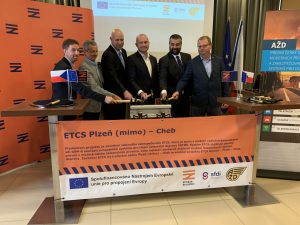 Slavnostní zahájení instalace ETCS na úsek Plzeň - Cheb. Pramen: Správa železnic