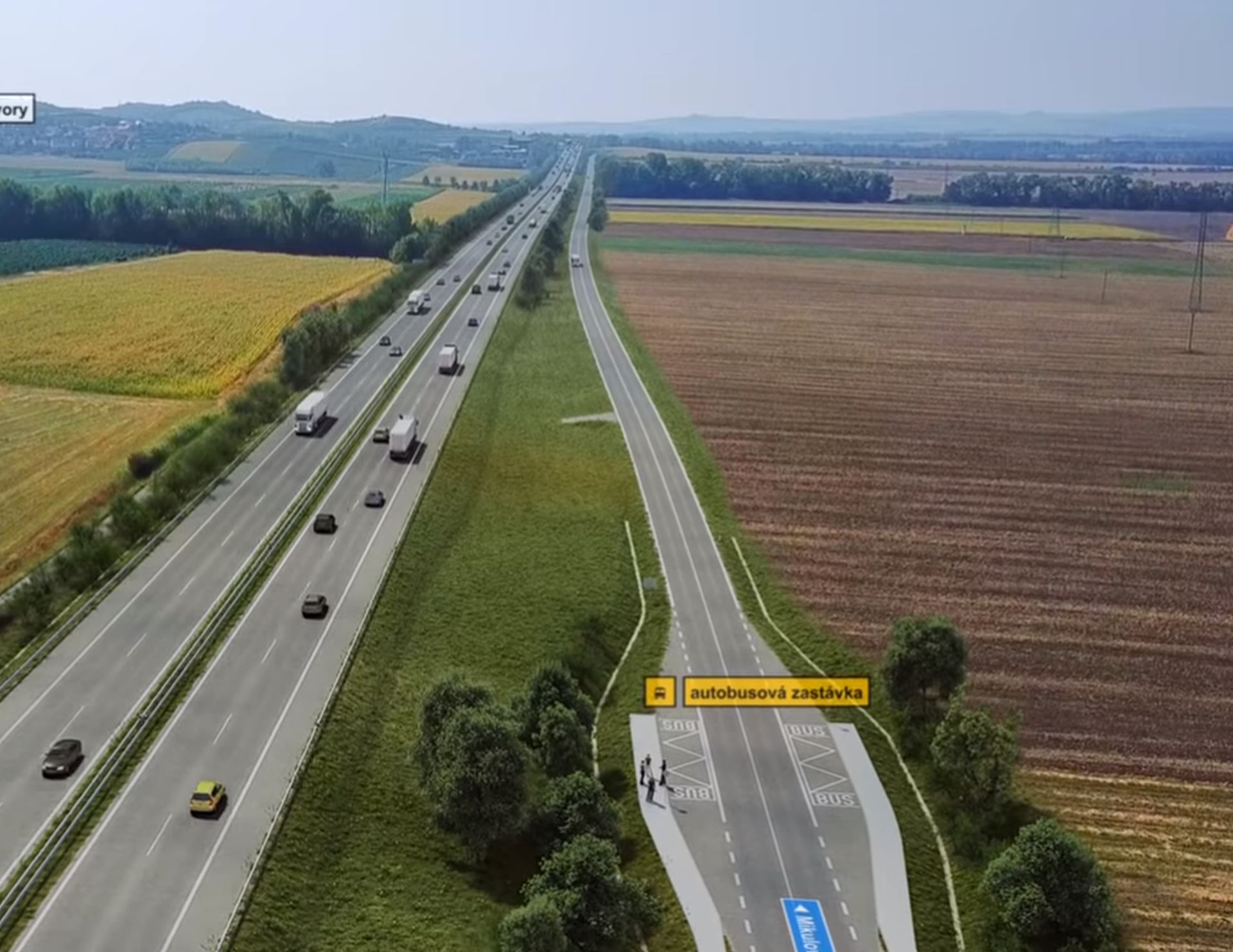 Vizualizace dálnice D52 u obce Bavory. Foto: ŘSD