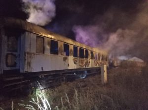 Požár v železničním muzeu v Jaroměři. Foto: HZS Královéhradeckého kraje