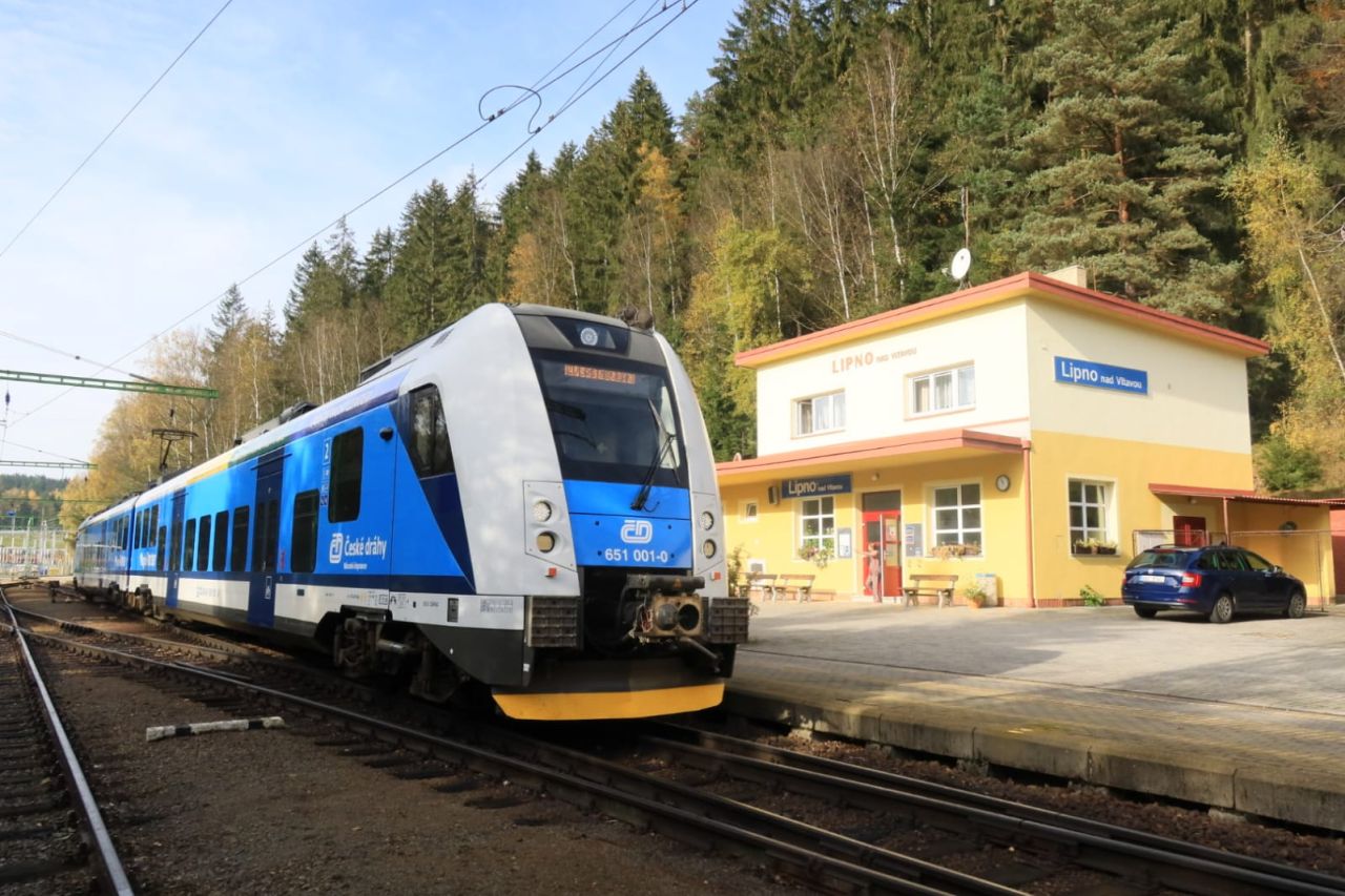 RegioPanter na trati Rybník - Lipno (testy říjen 2020). Autor: Jan Chaloupka/České dráhy