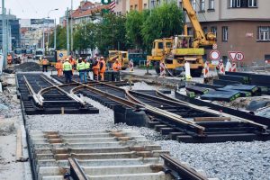 Výstavba tramvajové trati na Pankrác. Foto: Ropid