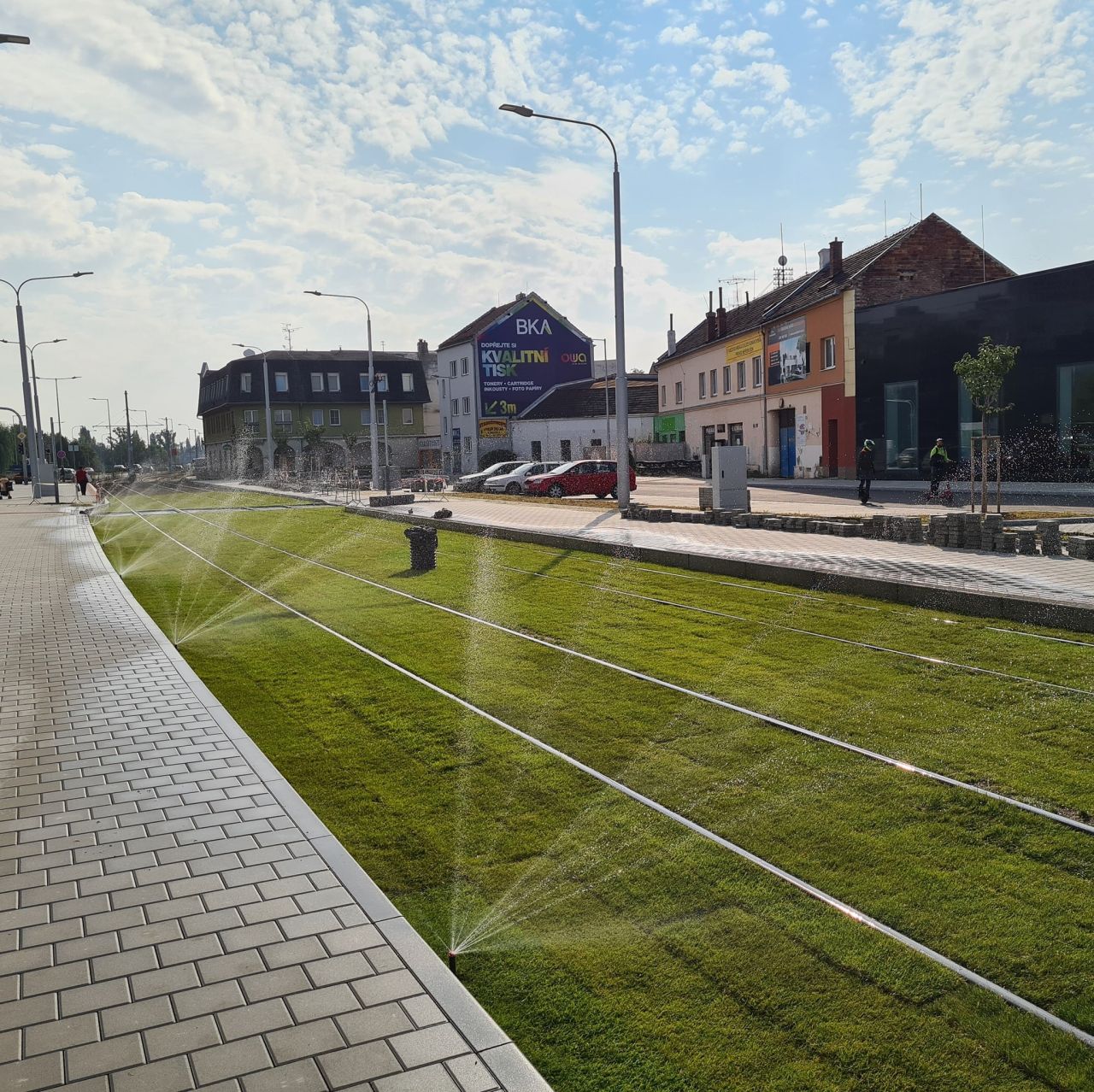 Budování tramvajové trati v Plotní. Foto: FB Tramvaj Plotní