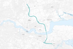 Trasa nového tunelu pod Temží. Foto: Highways England
