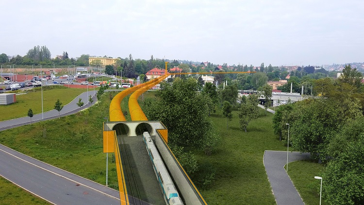 Vizualizace tunelů na Praze 6. Pramen: Správa železnic