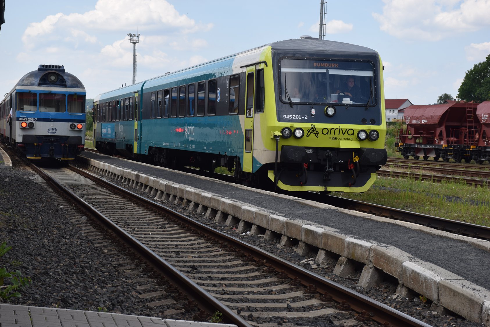 Vlaky Českých drah a Arrivy v Rumburku. Foto: Facebookový profil Rumburku