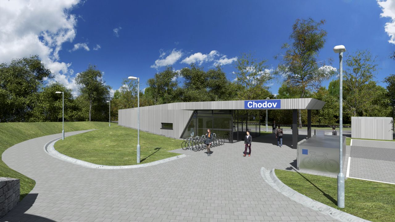 Nová nádražní budova Chodov, vizualizace. Pramen: Správa železnic