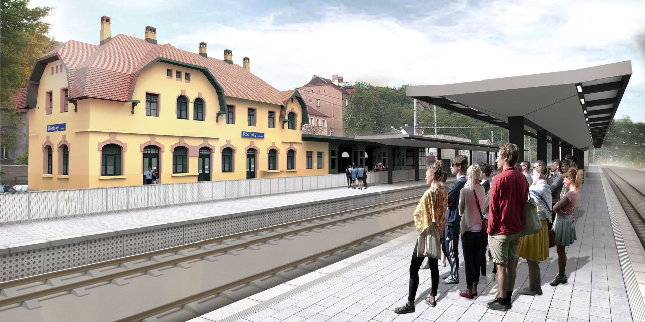 Vizualizace podoby nových nástupišť v Roztokách u Prahy. Foto: Správa železnic