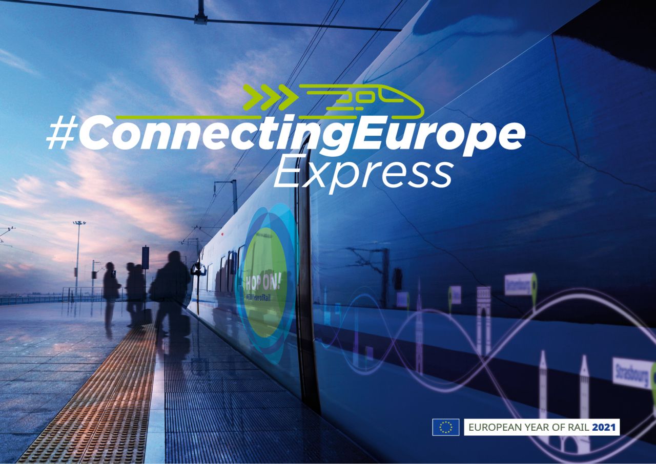 Reklama na Connecting Europe Express. Foto: Evropská unie