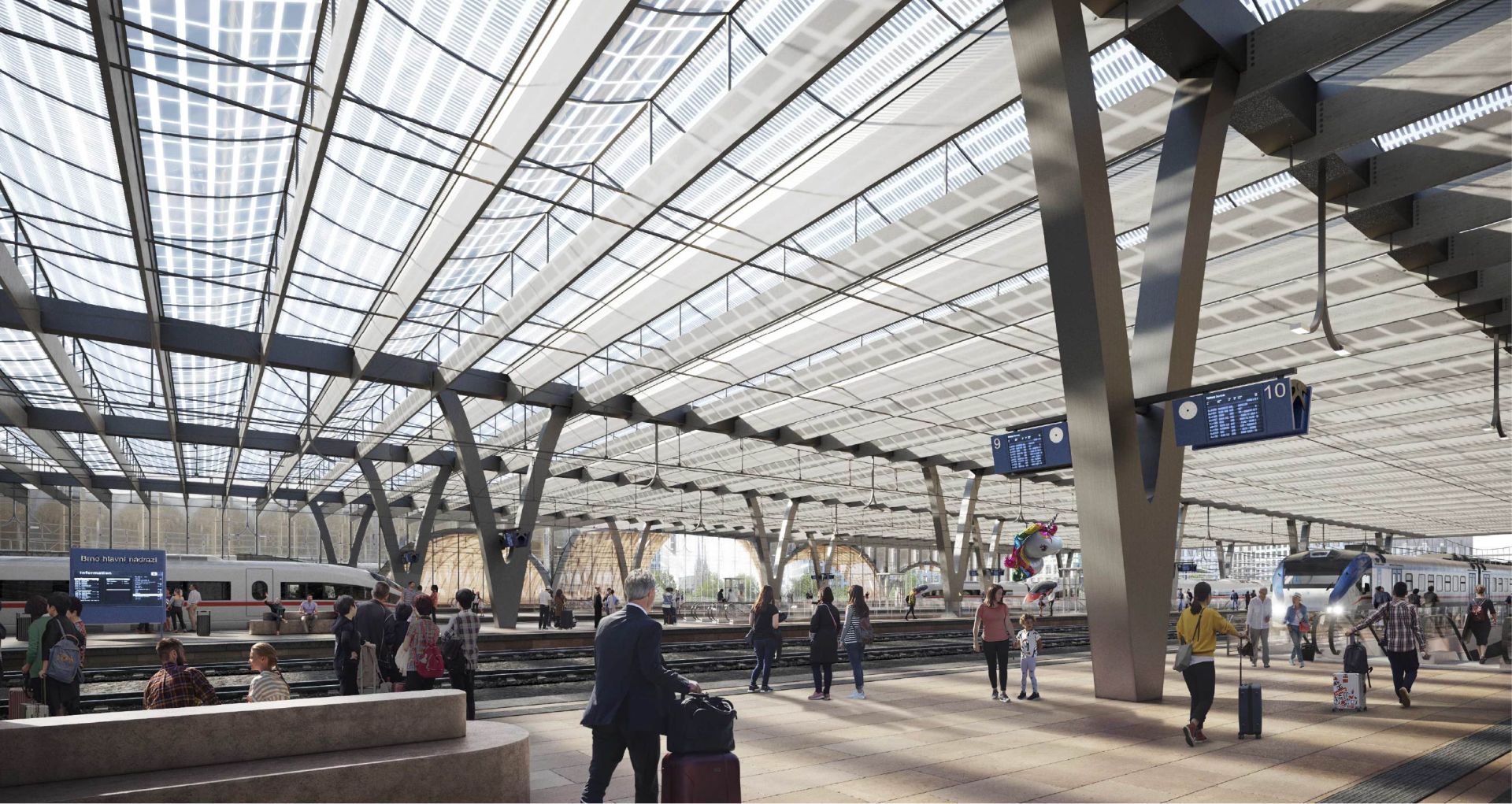 Vítězný návrh nového hlavního nádraží v Brně od nizozemského studia Benthem Crouwel Architects. Pramen: Město Brno