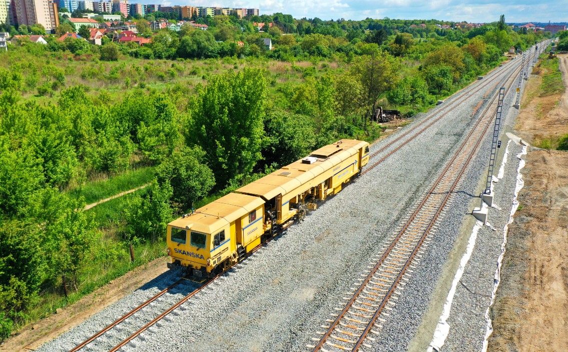 Práce na modernizaci tratě Brno - Střelice. Pramen: Skanska