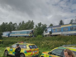 Srážka vlaků u Domažlic. Foto: Drážní inspekce