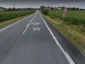 Silnice I/38 ve směru z Havlíčkova Brodu do Jihlavy u Svatého Kříže. Foto: Google Street View