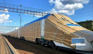 Přeprava vysokorychlostního vlaku Talgo do Uzbekistánu. Foto: UTY