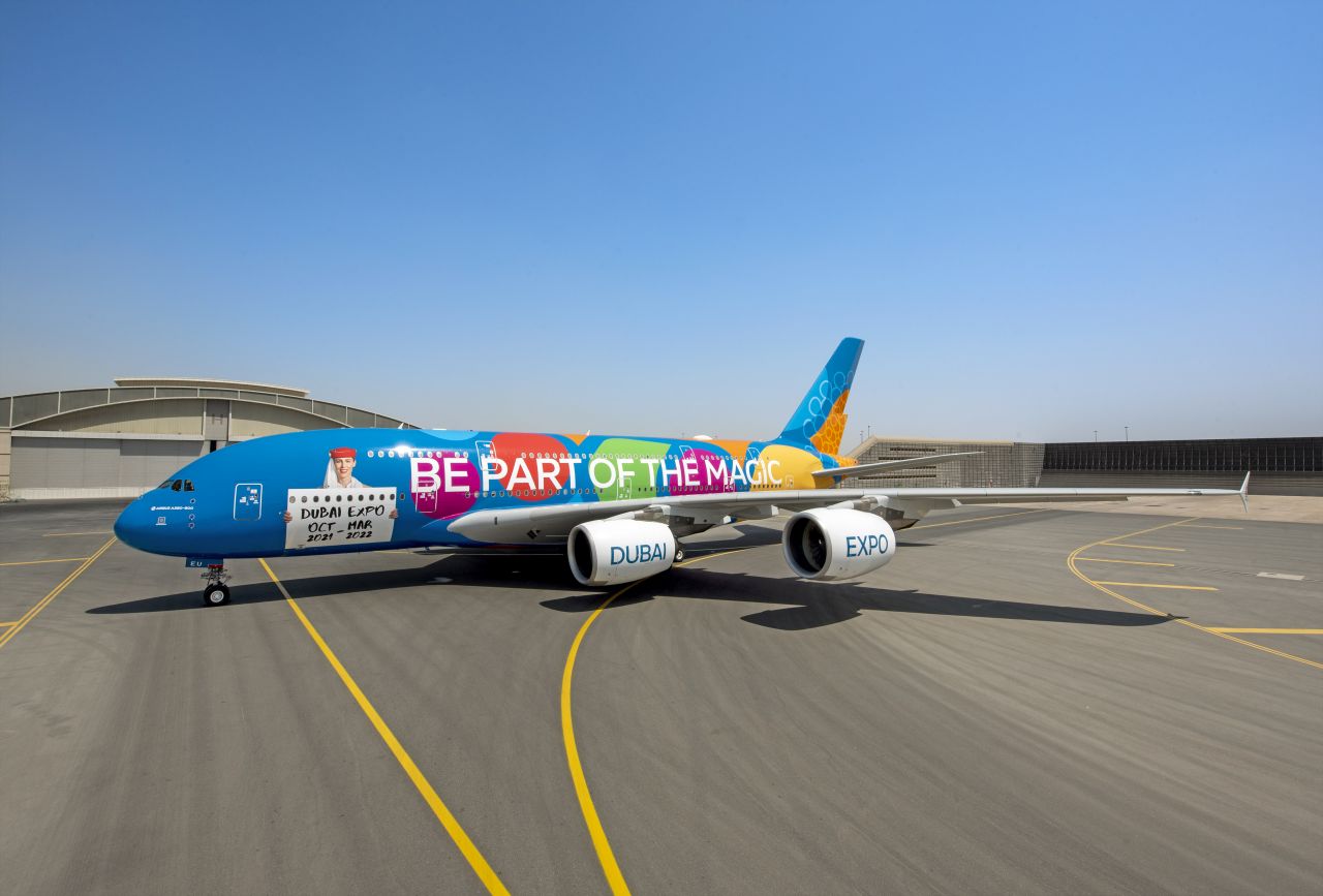 Airbus A380 společnosti Emirates v barvách Expo 2020. Foto: Emirates