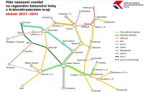 Plánované nasazení vlaků v Královéhradeckém kraji na jednotlivé tratě