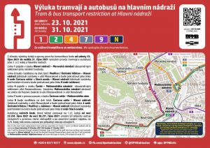 Dopravní opatření v Brně kvůli opravě tramvajové tratě u hlavního nádraží. Foto: DPMB
